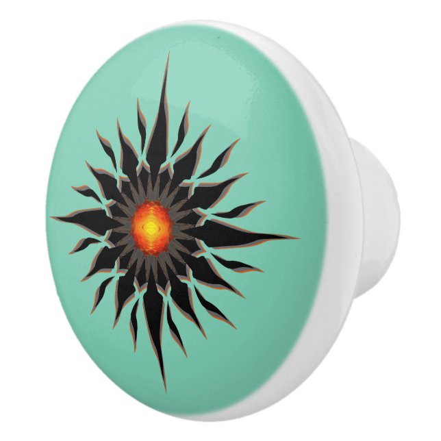 Pomo De Cerámica Sun tribal llameante (Derecha)