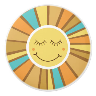 Pomo De Cerámica Sunshine Happy Sun Hippie Retro Cute Niños
