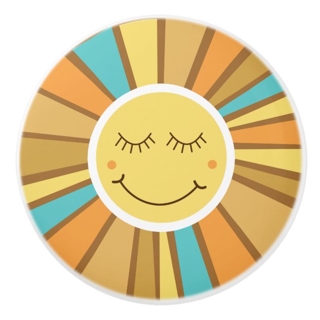 Pomo De Cerámica Sunshine Happy Sun Hippie Retro Cute Niños (Anverso)