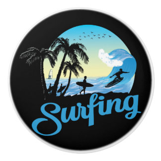 Pomo De Cerámica Surfing Sea Beach
