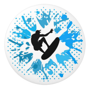 Pomo De Cerámica Surfista de Grunge