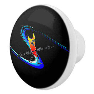 Pomo De Cerámica Surfista de Tiki