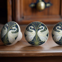 Swans Walter Crane Azul Art Nouveau