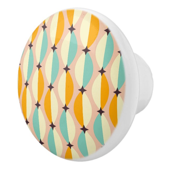 Pomo De Cerámica Symmetrical retro pattern with interlocking teal (Derecha)