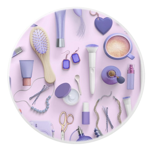 Pomo De Cerámica Tabla de vanidad púrpura (Anverso)