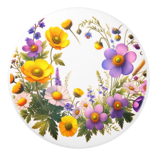 Pomo De Cerámica Tableros de cerámica floral decorativos (Anverso)