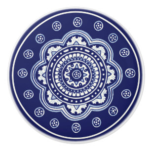 Pomo De Cerámica Talavera azul y blanca cinco