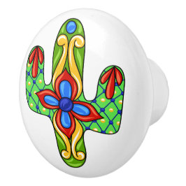 Pomo De Cerámica Talavera Cactus Cubierta de cerámica