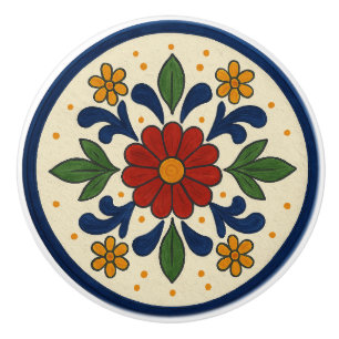 Pomo De Cerámica Talavera Mexicana Alegre Tejido de Cerámica Folcló