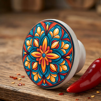 Pomo De Cerámica Talavera Mexicana Colorida