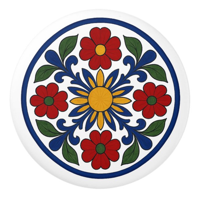 Pomo De Cerámica Talavera mexicana moderna Knob de cerámica de arte (Anverso)
