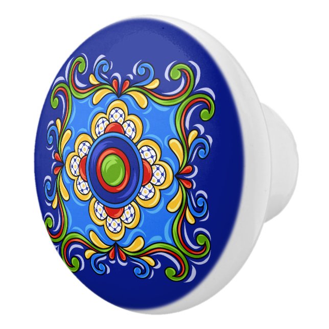 Pomo De Cerámica Talavera Tile Cajón de cerámica (Derecha)
