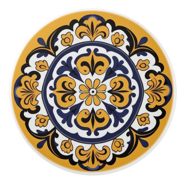 Pomo De Cerámica Talavera Tile Cuatro (Anverso)