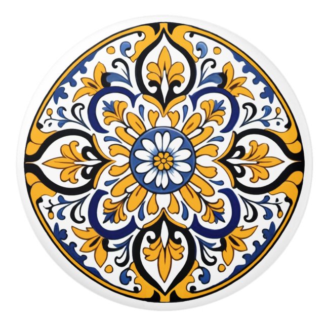Pomo De Cerámica Talavera Tile Tres (Anverso)