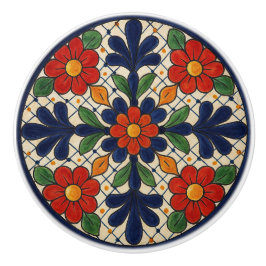 Pomo De Cerámica Talavera tradicional mexicana de cerámica floral