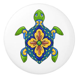Pomo De Cerámica Talavera Turtle Cajón de Cajón de Cerámica