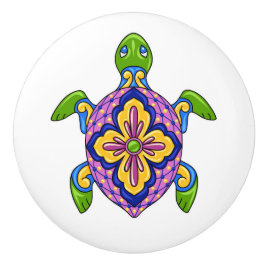 Pomo De Cerámica Talavera Turtle Cajón de Cajón de Cerámica