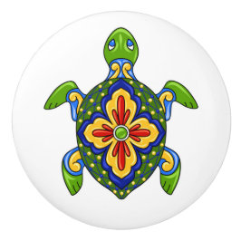 Pomo De Cerámica Talavera Turtle Cajón de Cajón de Cerámica