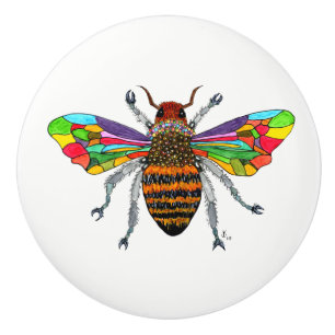 Pomo De Cerámica Tambor de abejas con burbujas de colores y colores