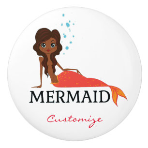 Pomo De Cerámica Tanned Brunette Mermaid Thunder_Cove
