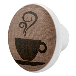 Pomo De Cerámica Taza de tierra en la arpillera - botón del