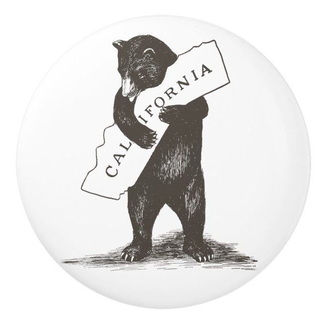 Pomo De Cerámica Te Amo California Bear Hugging State (Anverso)