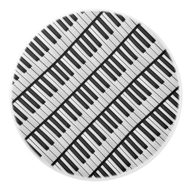 Pomo De Cerámica Teclas de piano en blanco y negro (Anverso)