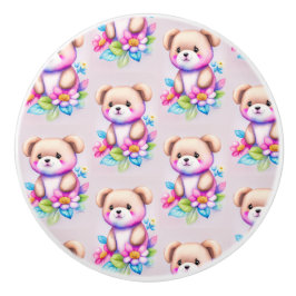 Pomo De Cerámica Teddybär Wasserfarben Pastell
