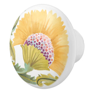 Pomo De Cerámica Tejas florales de la abadía - amarillo