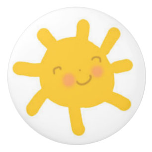 Pomo De Cerámica Tejido de cajón de Sun sonriente