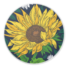 Pomo De Cerámica Tejido de cerámica de arte girasol gigante