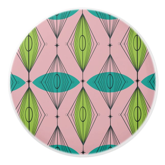 Pomo De Cerámica Tejido de cerámica Ogee y Starburts Atómicos (Anverso)