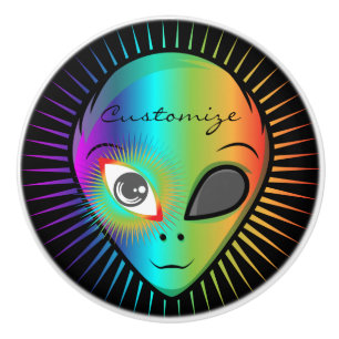 Pomo De Cerámica Tejido de la cabeza de alienígena