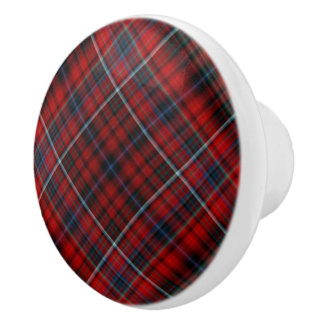 Pomo De Cerámica Tela escocesa roja