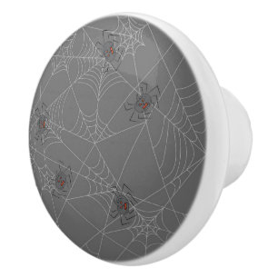 Pomo De Cerámica telaraña y calabazas de Halloween