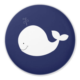 Pomo De Cerámica Tema de la Marina de Ballena Blanca Azul Océano Ná