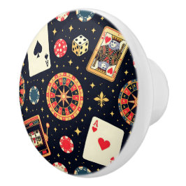 Pomo De Cerámica tema de patrón de casino sobre negro
