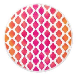 Pomo De Cerámica Tema indio árabe marroquí glam rosa y naranja