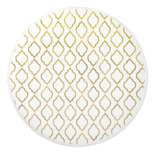 Pomo De Cerámica Tema indio glam árabe marroquí dorado y blanco