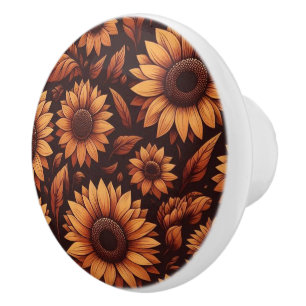 Pomo De Cerámica Temporada de Girasoles