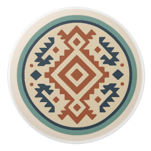Pomo De Cerámica Terracota Cobalt Diamond Zapotec Cerámica Knob