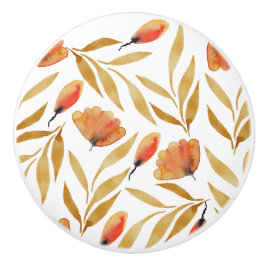 Pomo De Cerámica Terracotta Mustard Floral Amarilla