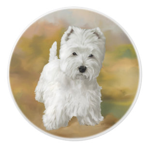 Pomo De Cerámica Terrier Blanco de las Tierras Altas del Oeste