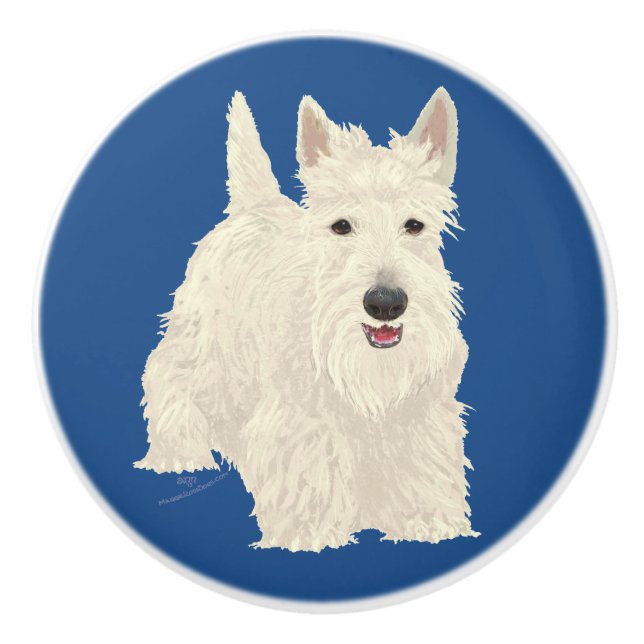 Pomo De Cerámica Terrier Escocés (Anverso)