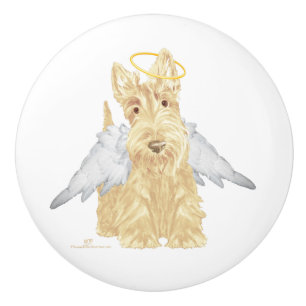 Pomo De Cerámica Terrier Escocés Wheaten Ángel