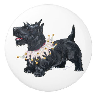 Pomo De Cerámica Terrier Escoceses
