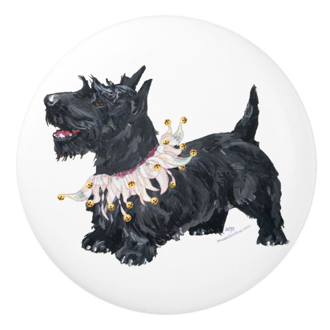 Pomo De Cerámica Terrier Escoceses (Anverso)