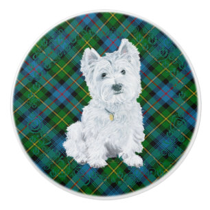 Pomo De Cerámica Terrier West Highland Blanco