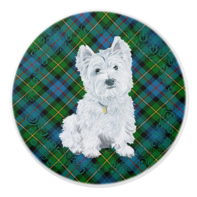Pomo De Cerámica Terrier West Highland Blanco (Anverso)