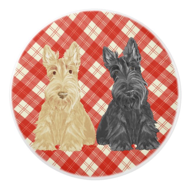 Pomo De Cerámica Terriers Escoceses (Anverso)